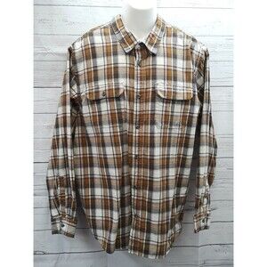 Magellan Outdoors Hunt Gear Loose Fit Mega Wick Red Brown Flannel Shirt XL